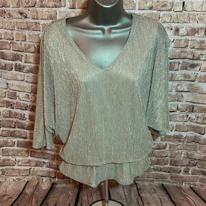 Chaus New York‎ split sleeve metallic blouse